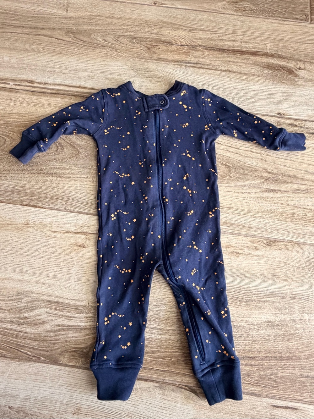 Navy Star-Print Zip Front Kids One-Piece